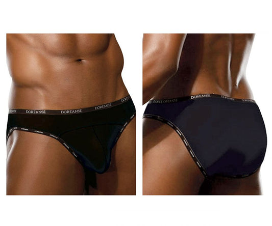 Black doreanse 1215-blk naked bikini men’s briefs with branded elastic waistband and side ties