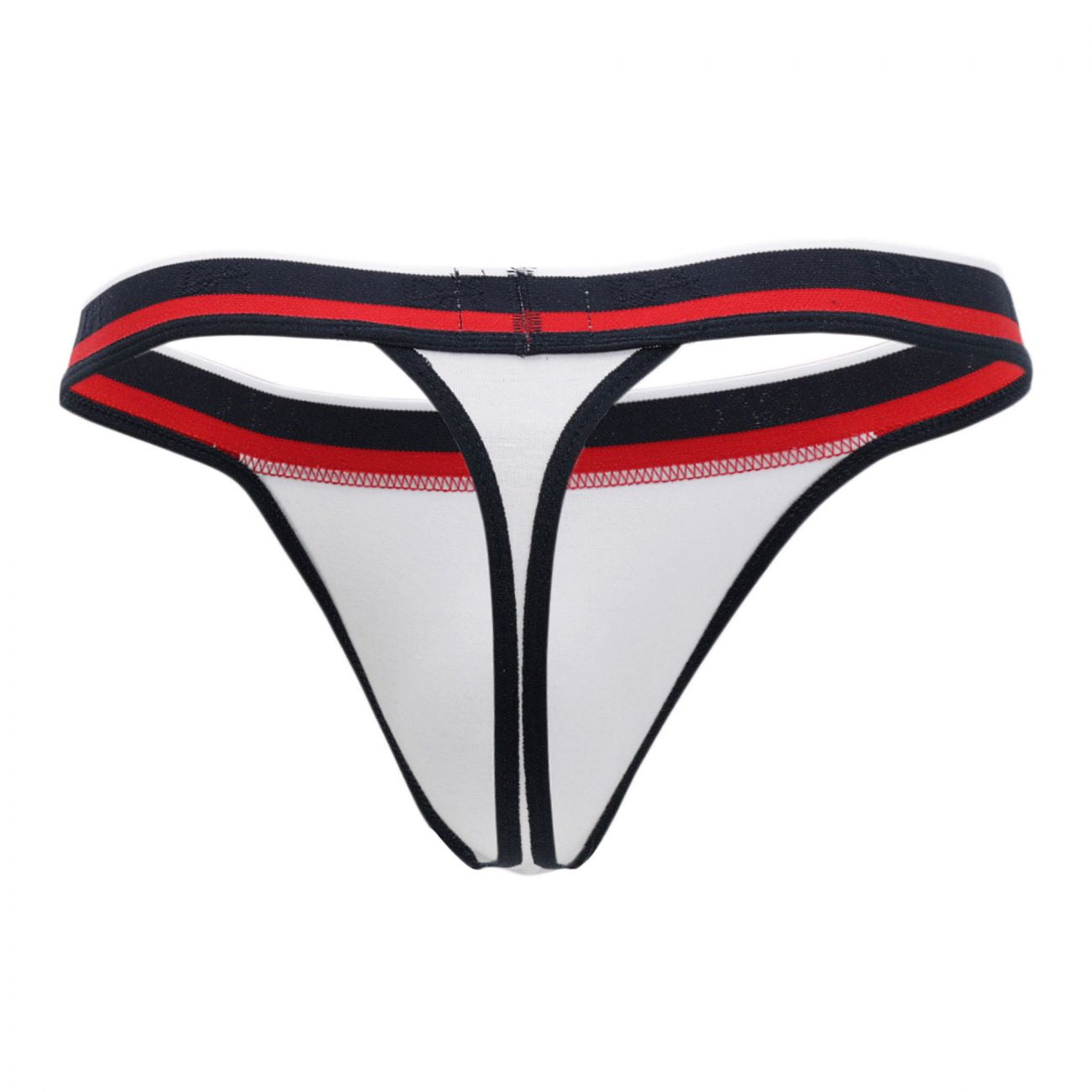 White Doreanse metro thong with black and red trim featuring a sleek and minimal design