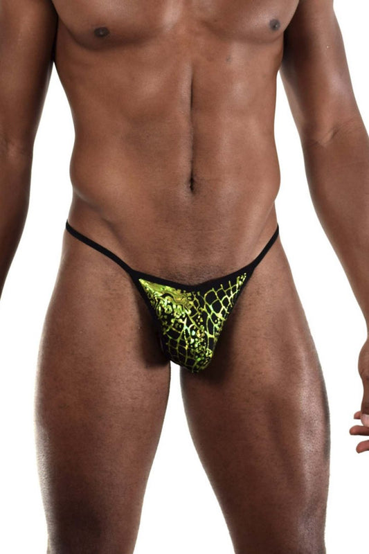 Doreanse 1260-prn space venom thong with vibrant neon green and black snake-scale pattern and sleek design