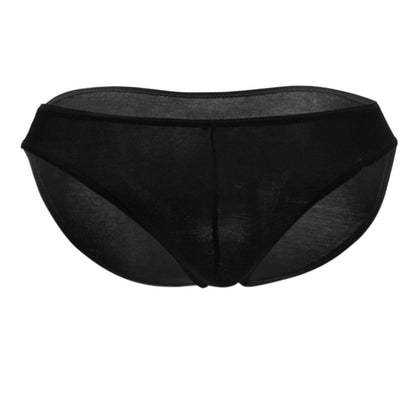 Doreanse 1281-blk black sheer mesh briefs with solid waistband designed as hang-loose bikini brief in black color