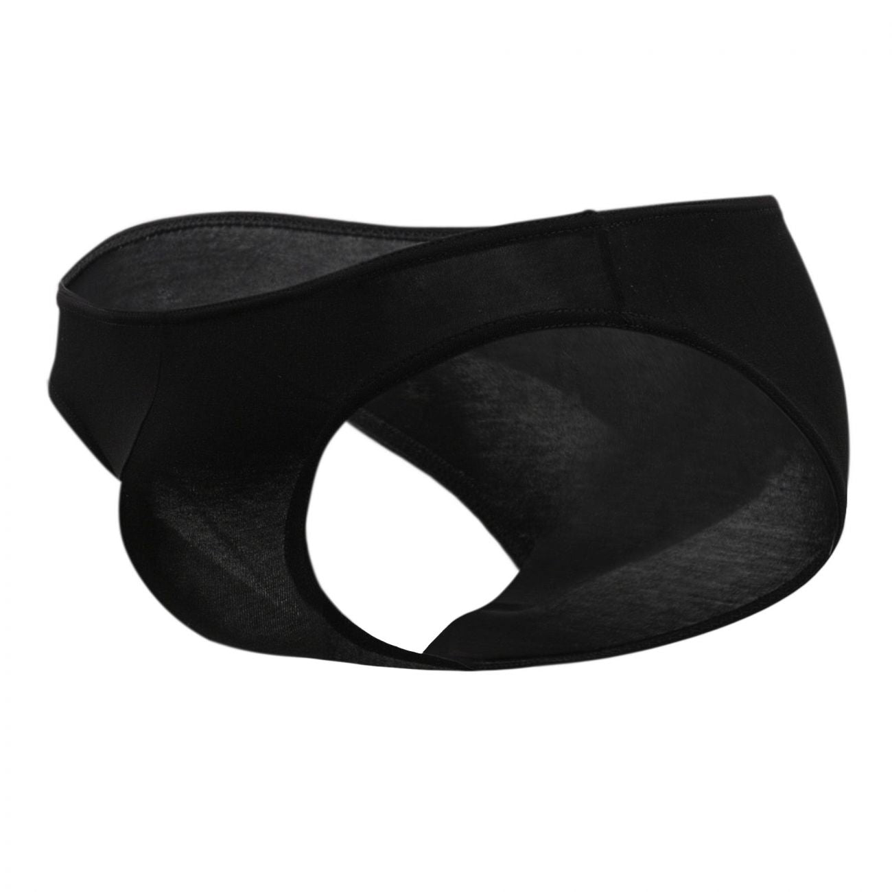 Doreanse 1281-blk black seamless form-fitting men’s bikini brief with smooth stretchy fabric and open-back design shown from back