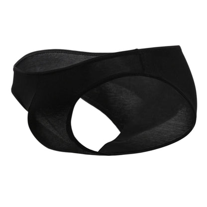 Doreanse 1281-blk black seamless form-fitting men’s bikini brief with smooth stretchy fabric and open-back design shown from back