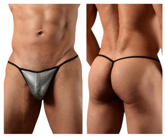 Doreanse 1300-clb disco thongs silver mesh thong with black trim for stylish lingerie wear
