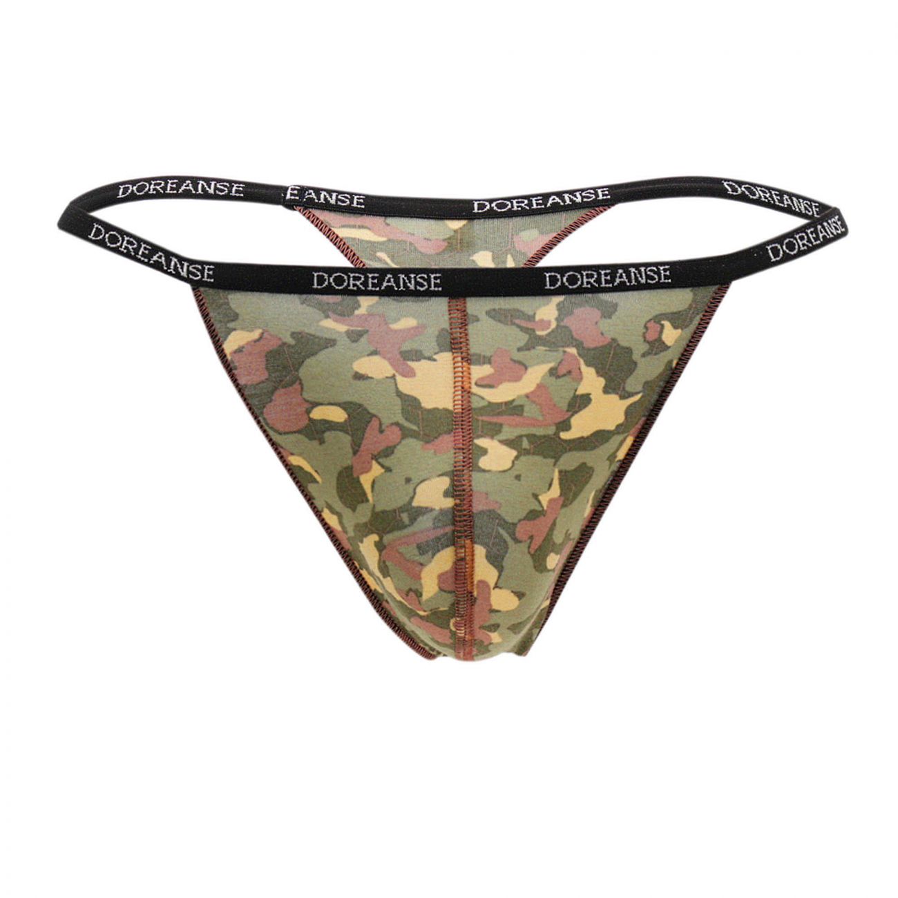 Doreanse 1312-prn camouflage thong in green brown and beige tones featuring a printed color pattern