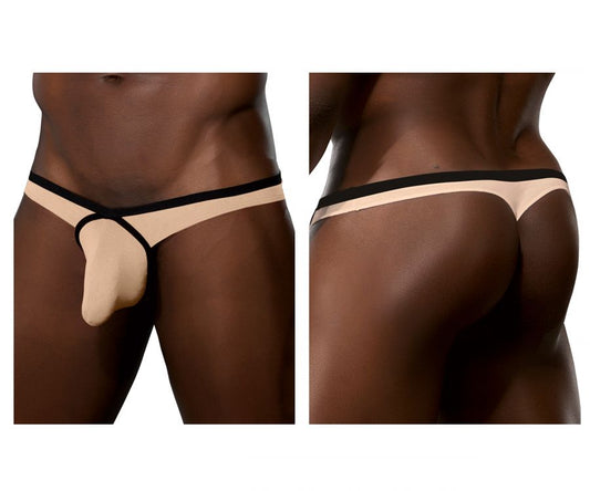Doreanse 1332-TAN loop thong in tan with beige and black colors and supportive contoured design front view