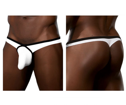 Doreanse 1332-WHT loop thong in white with black details featuring a supportive molded design front view