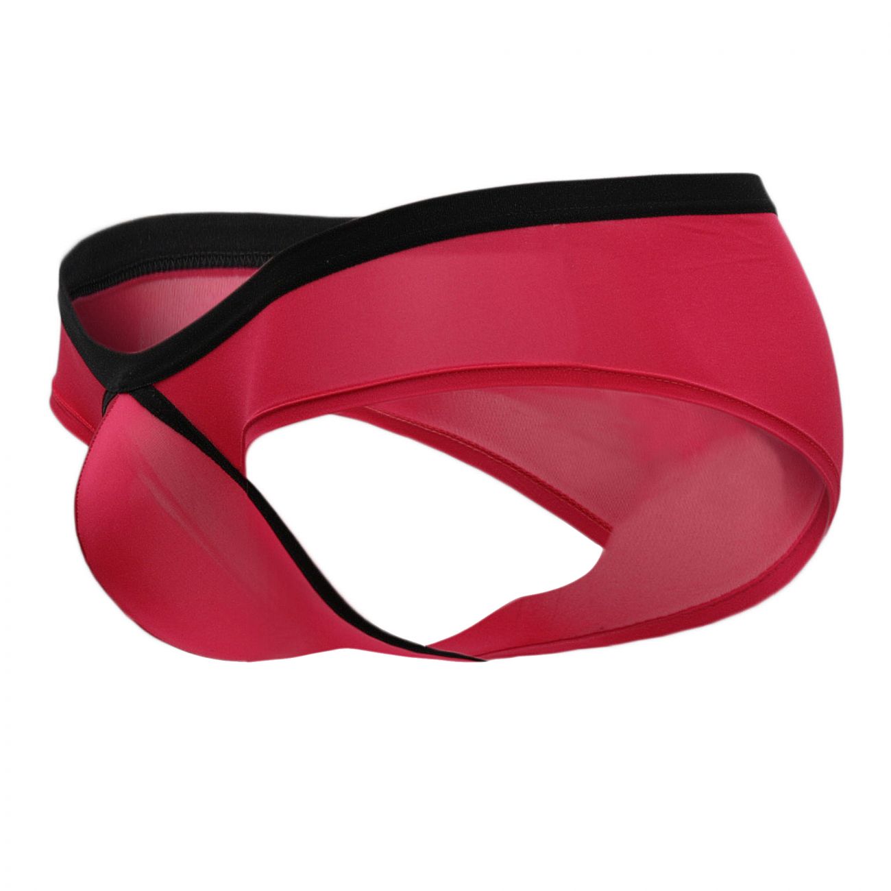 Doreanse 1377-fuc boost cheeky brief in fuchsia sheer mesh with black elastic trim shown from the back