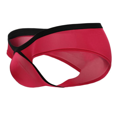 Doreanse 1377-fuc boost cheeky brief in fuchsia sheer mesh with black elastic trim shown from the back