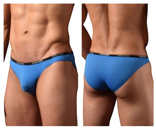 Doreanse 1395-blu aire bikini briefs in cobalt blue with black elastic waistband branded in white lettering