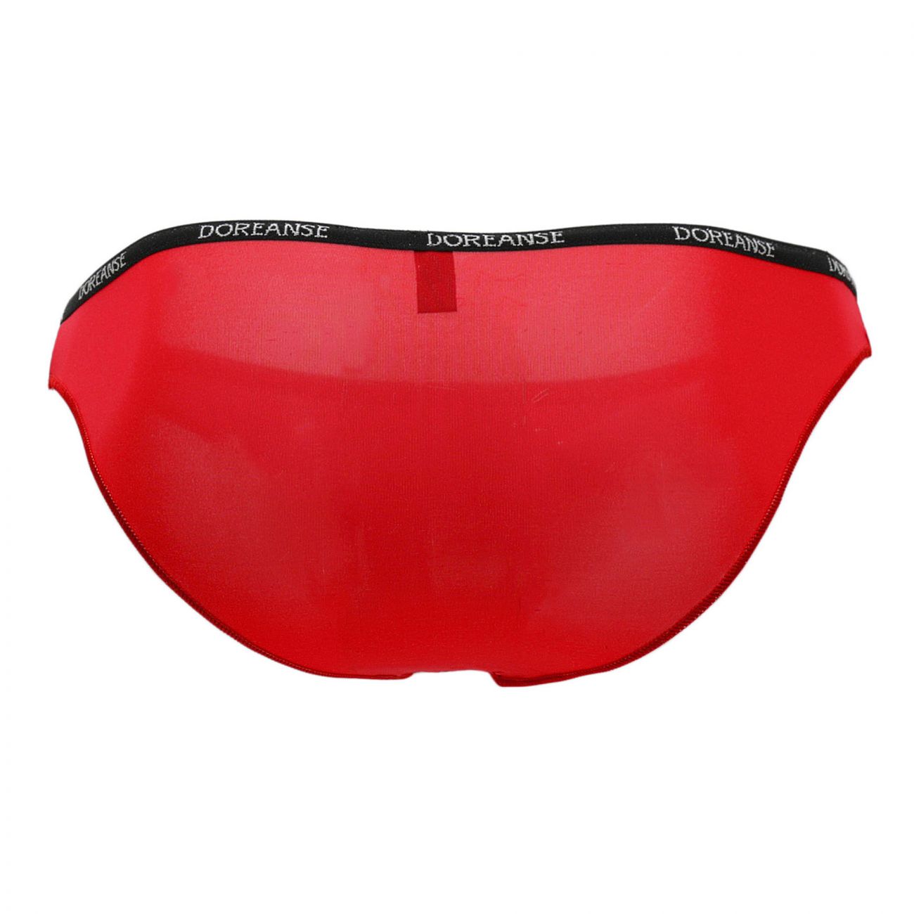 Red doreanse 1395-red aire bikini briefs with black waistband and white doreanse logo in breathable fabric