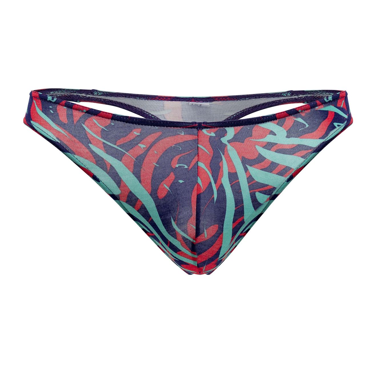 Doreanse 1406-prn submarine thong in vibrant red and teal abstract mesh with dark blue trim for stylish comfort