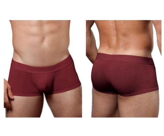 Doreanse 1760-BRD low-rise trunk briefs in bordeaux with a smooth fabric finish and form-fitting design