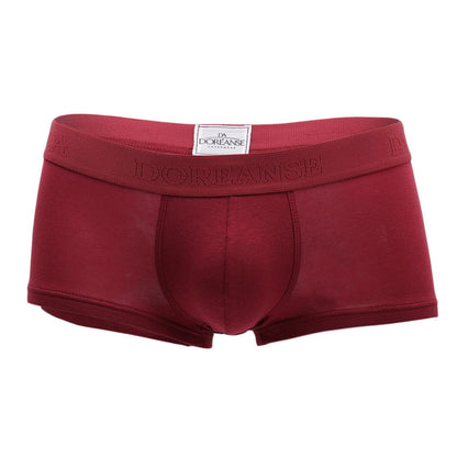 Maroon doreanse 1760-brd low-rise mens briefs with textured waistband and brand label in bordeaux color