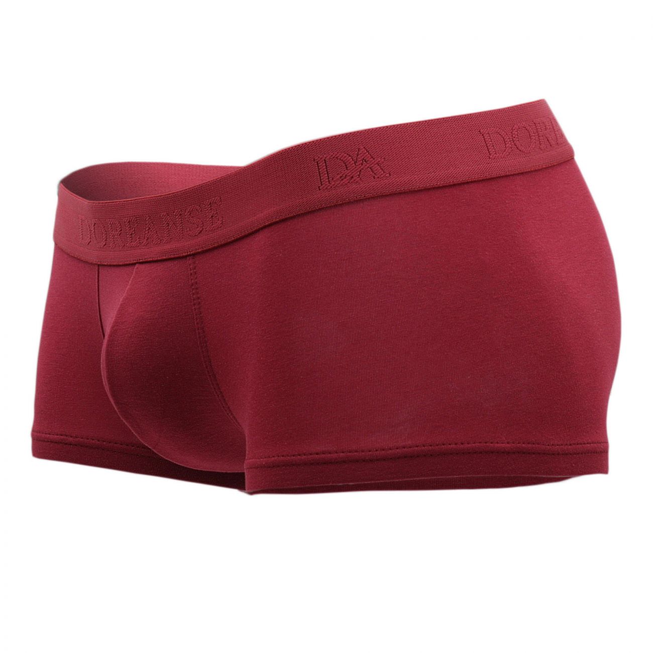 A pair of doreanse 1760-brd low-rise trunk boxer briefs in bordeaux with soft stretchy fabric and elastic waistband brand logo