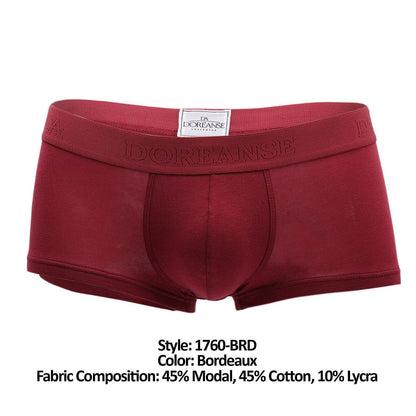 Doreanse 1760-bordeaux low-rise trunk mens briefs in bordeaux made from modal cotton and lycra blend