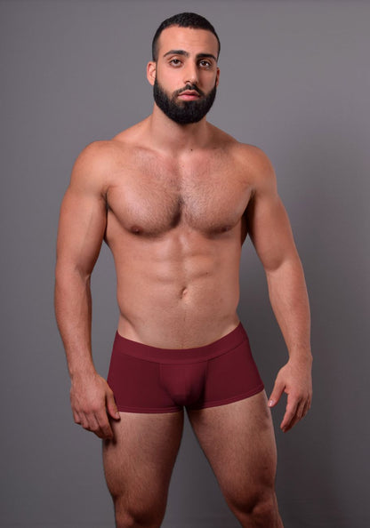 Maroon doreanse 1760-brd low-rise trunk briefs with smooth fitted design in bordeaux color for comfortable wear