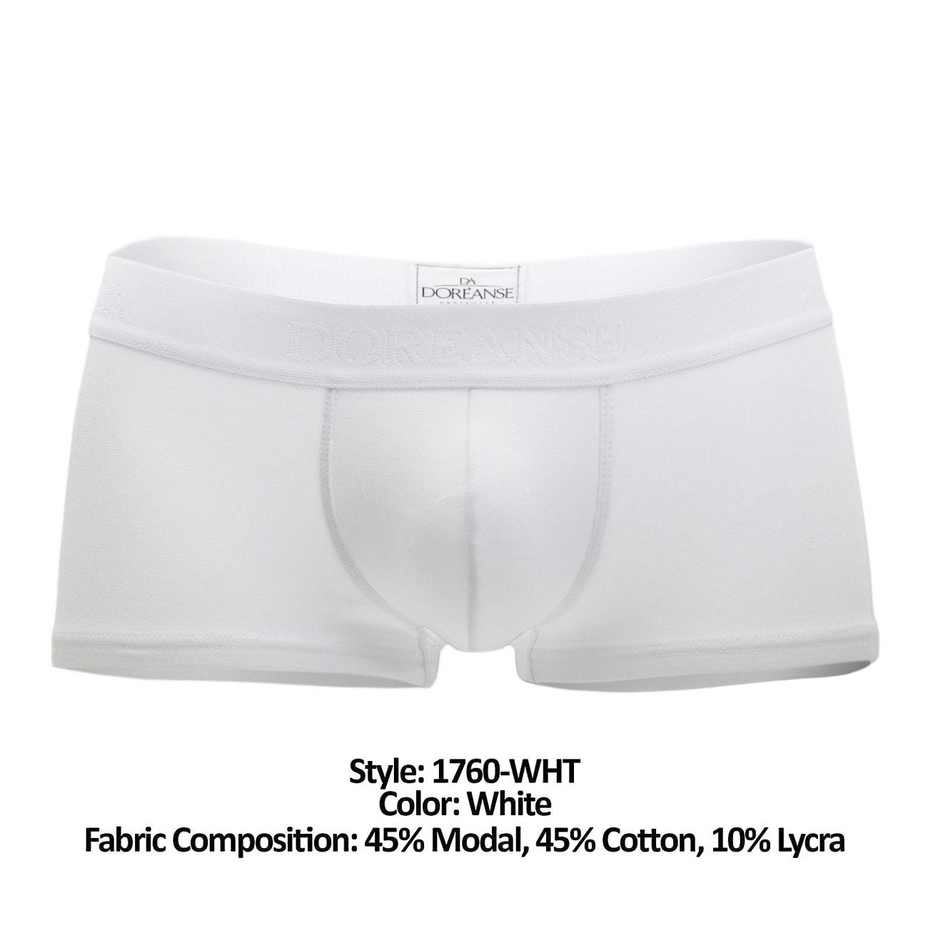Doreanse 1760-wht low-rise white men’s briefs in a soft modal-cotton-lycra blend with a sleek minimalist design