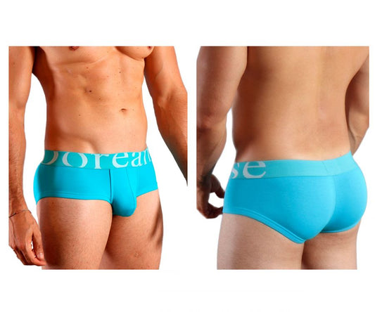 Bright turquoise doreanse 1779-trq pouch mini trunk with white doreen logo waistband for men