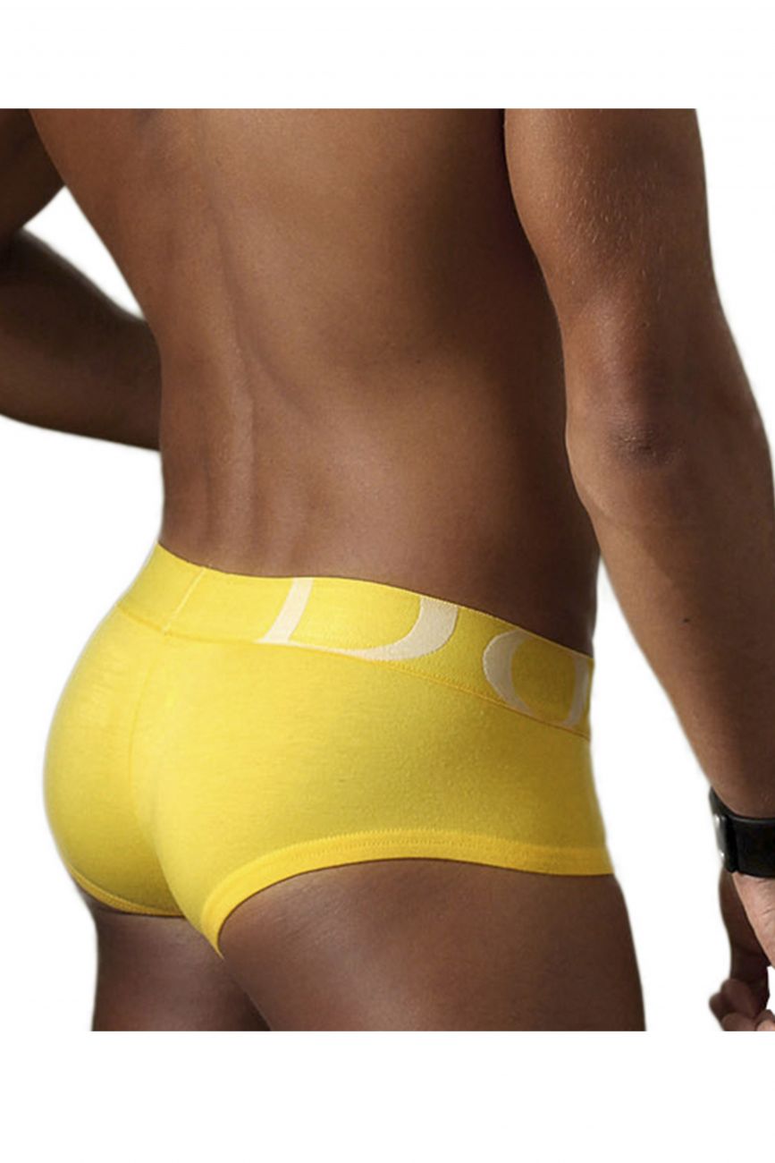 Bright yellow doreanse 1779-ylw pouch mini trunk briefs with white abstract logo on the waistband