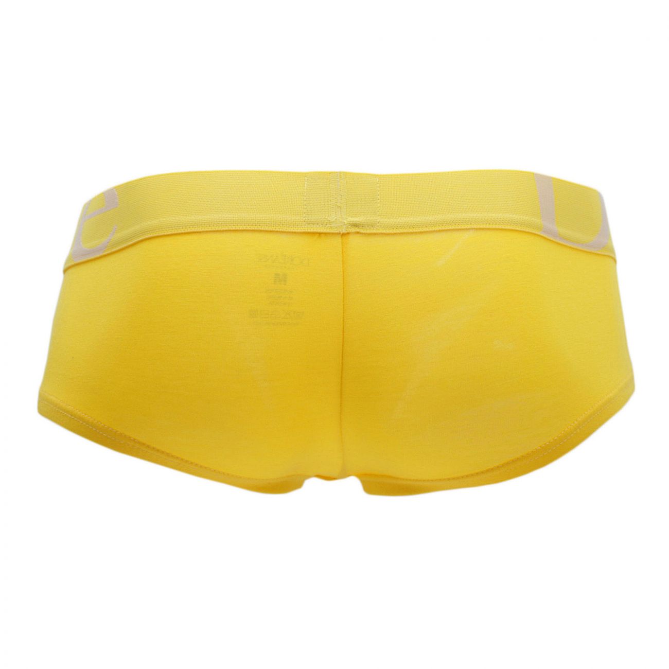 Doreanse 1779-yellow pouch mini trunk men’s briefs in bright yellow with matching elastic waistband and subtle gray lettering