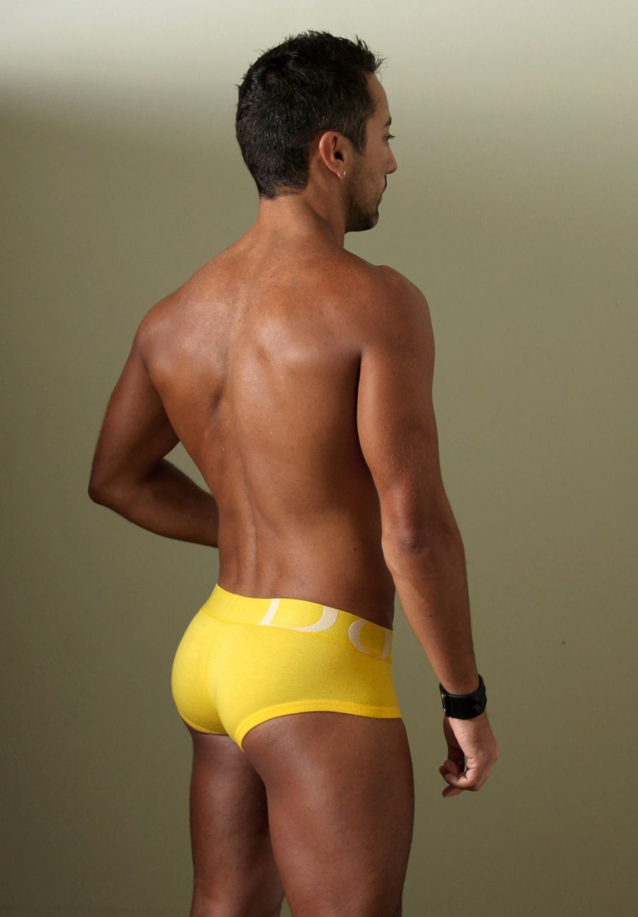 Bright yellow doreanse 1779-ylw pouch mini trunk briefs with white logo on the waistband for comfortable wear