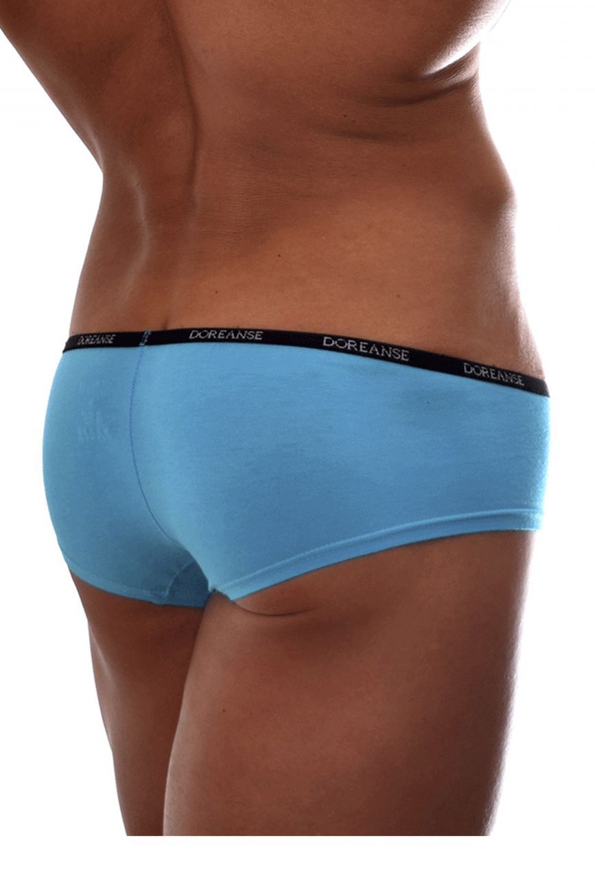 Light blue doreanse 1781-trq naked mini trunk briefs with black elastic waistband and white brand lettering