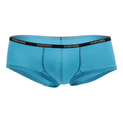 Turquoise doreanse 1781-trq naked mini trunk briefs with black elastic waistband featuring white brand lettering