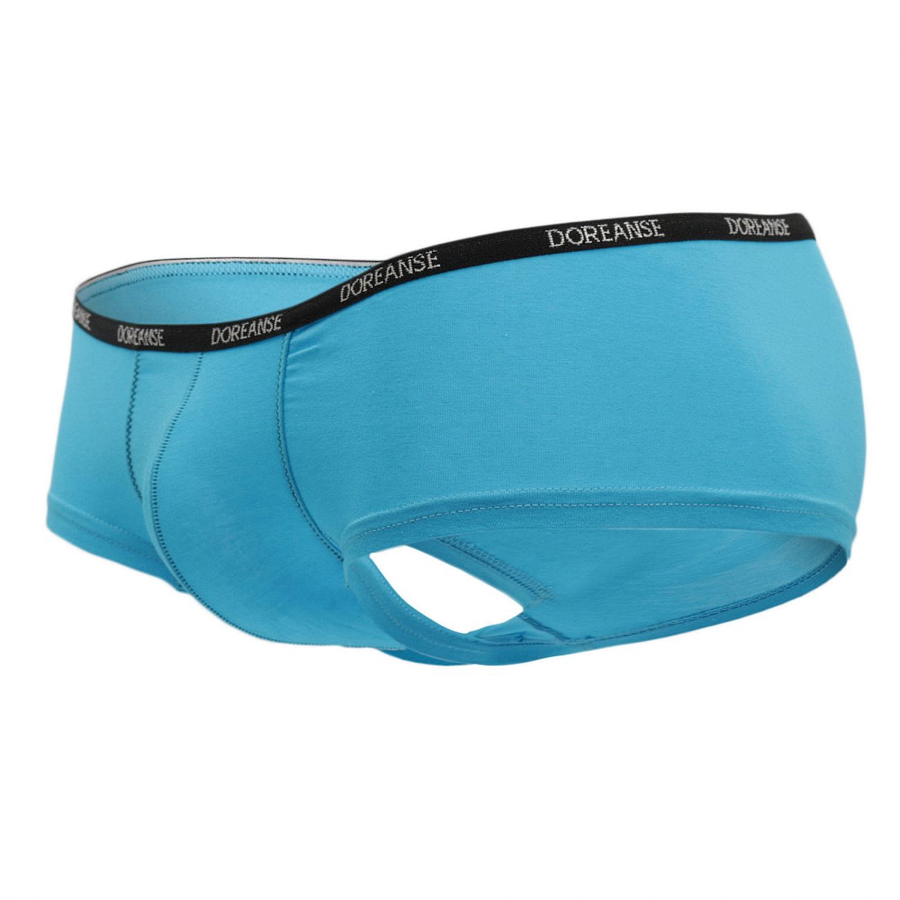 Turquoise doreanse 1781-trq naked mini trunk briefs with black waistband and white brand lettering