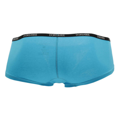 Light blue doreanse 1781-trq naked mini trunk briefs with black elastic waistband and white brand name lettering