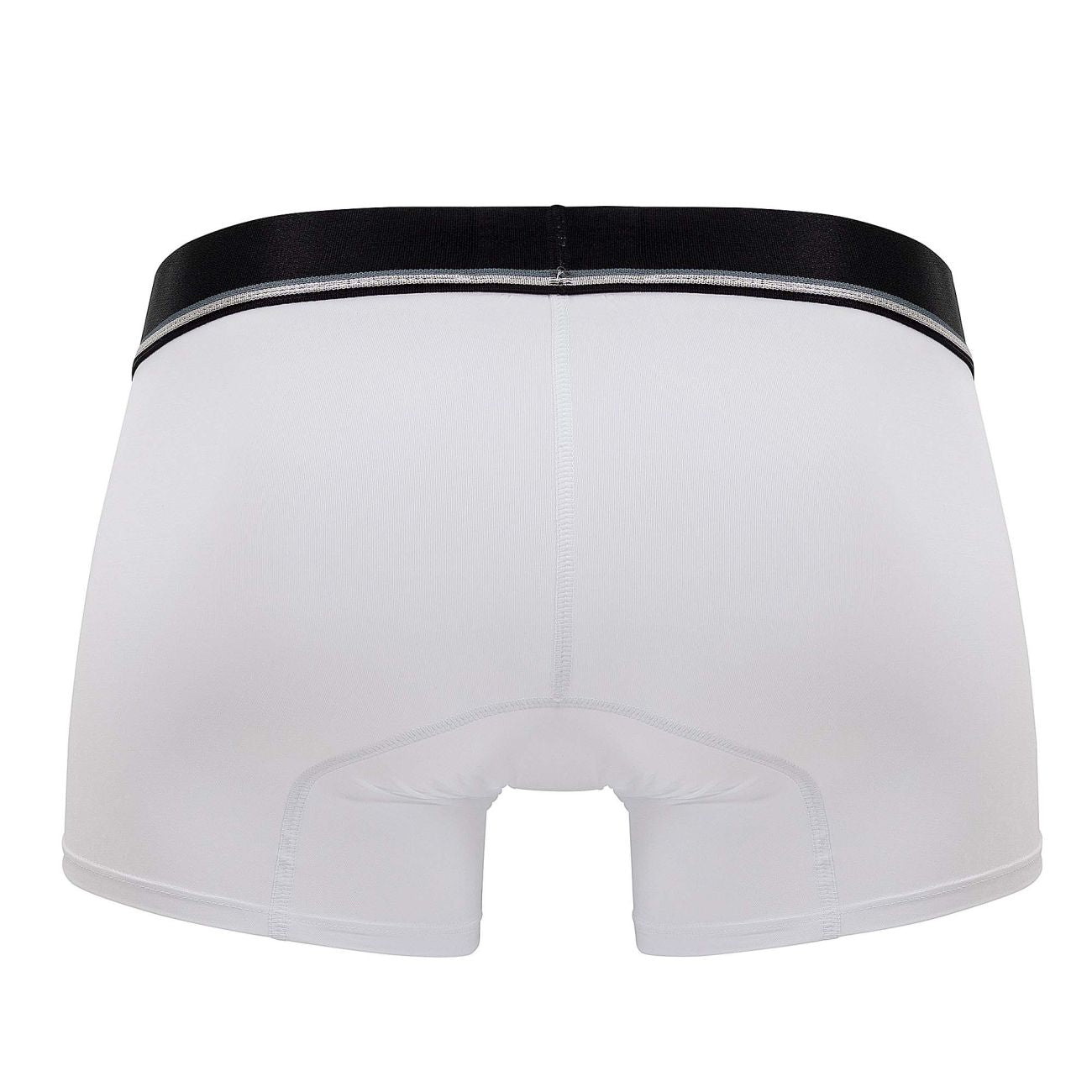 White hawaI 42326 microfiber boxer briefs with black elastic waistband and subtle silver stripe front view