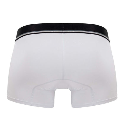 White hawaI 42326 microfiber boxer briefs with black elastic waistband and subtle silver stripe front view