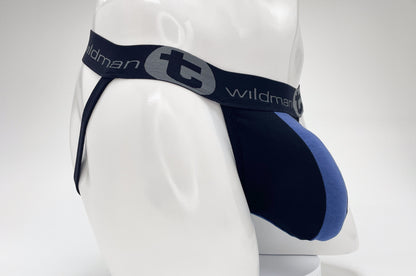 WildmanT Cotton Big Boy Pouch Stripe Jockstrap Black/Royal Blue - SeductiveUtopia.net