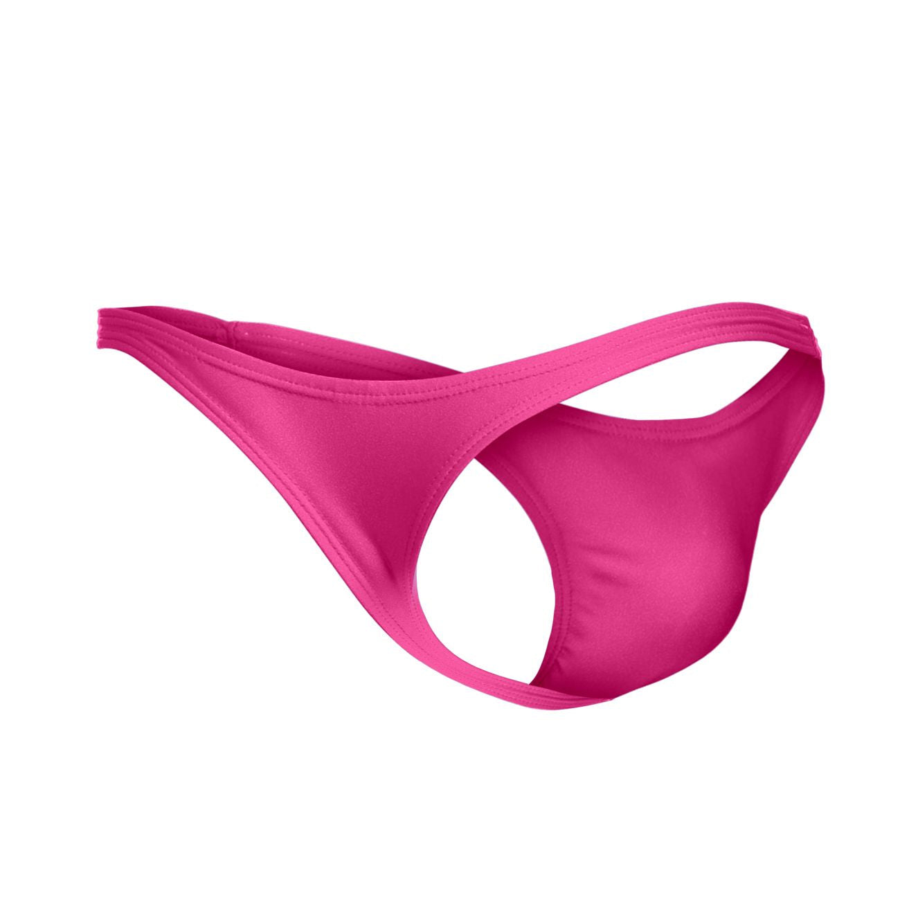 A vibrant fuchsia seamless thong made of stretchy fabric with a minimalist design from justin simon xsj03 classic thongs