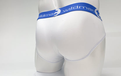 WildmanT Mesh Big Boy Pouch Brief with Stripe White and Blue - SeductiveUtopia.net