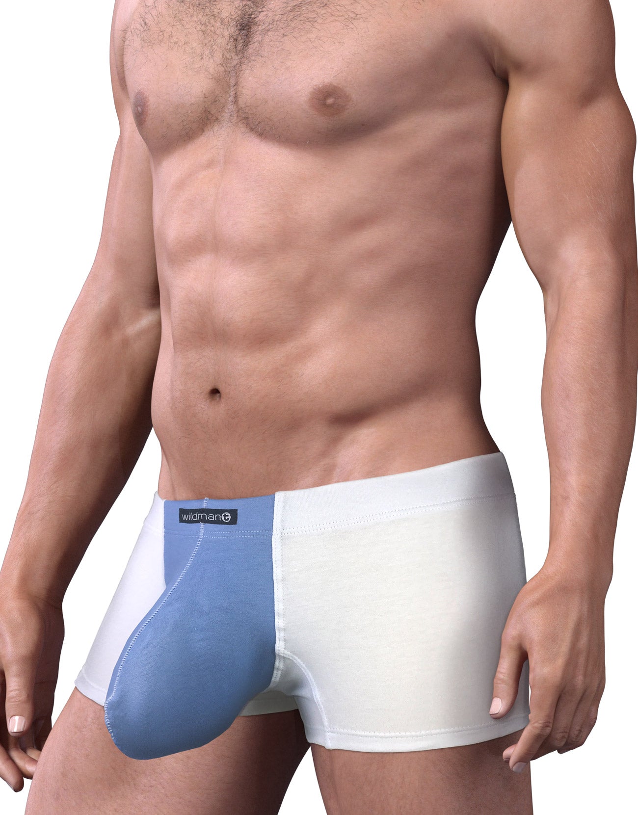 Stretch Cotton Boxer White/Blue - SeductiveUtopia.net