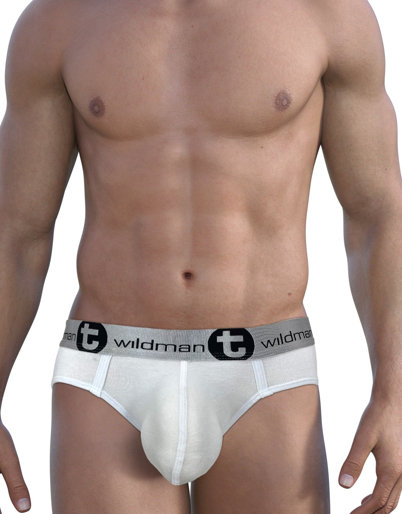 WildmanT Modal Big Boy Pouch Brief Silver White - SeductiveUtopia.net