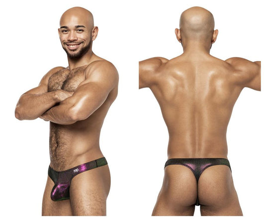 Male Power 443-277 Hocus Pocus purple black iridescent fabric briefs with subtle shimmering pattern front view