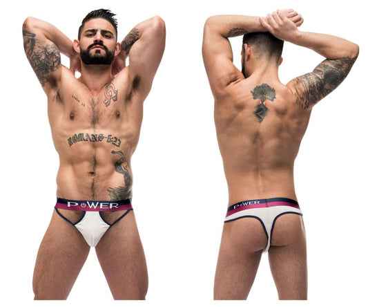 Male Power 237-246 French Terry Cutout Thongs Color Ivory