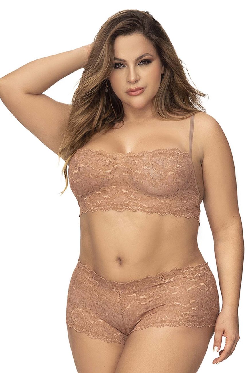 Ensemble culotte et haut en dentelle Mapale 206X Couleur Taupe
