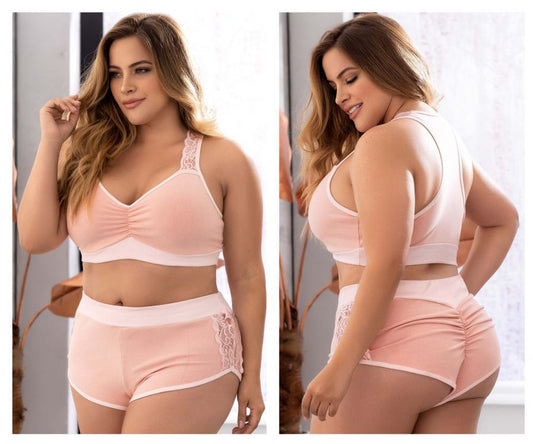 Ensemble pyjama deux pièces Mapale 7389X. Haut et short couleur rose