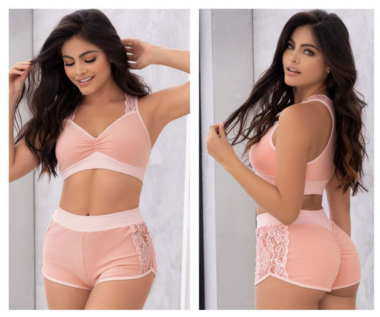 Ensemble pyjama deux pièces Mapale 7389. Haut et short couleur rose