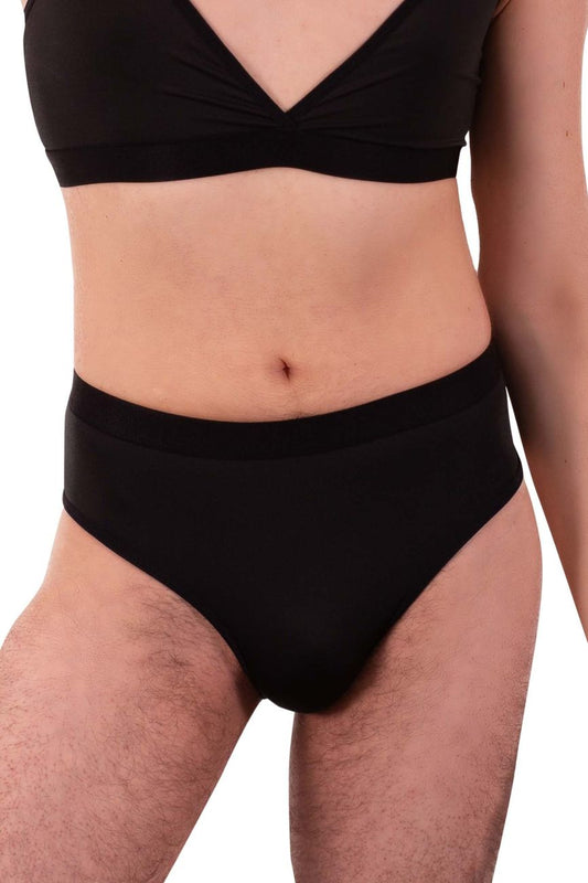 Black plural pl004 briefs made of smooth stretchy fabric with a fitted design and high waist