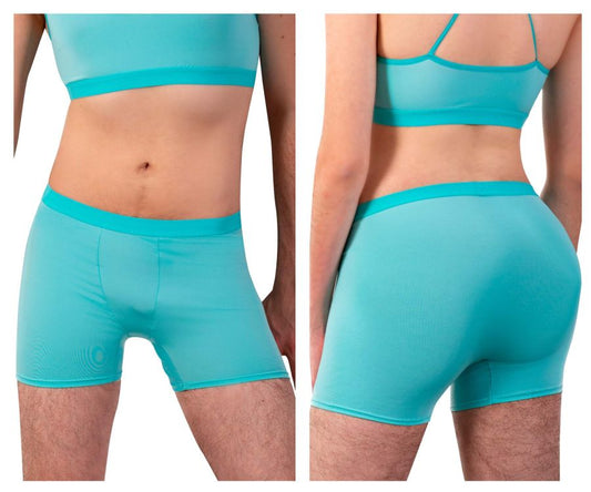 Plural pl008 trunks seamless turquoise boxer briefs with matching elastic waistband for comfortable everyday wear