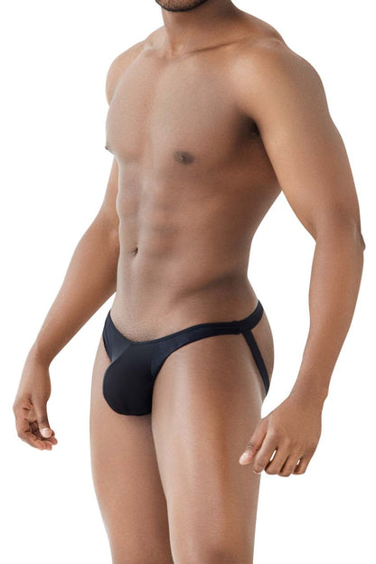 Black microfiber men’s thong PPU 2309 with supportive side strap design form fitting for active wear