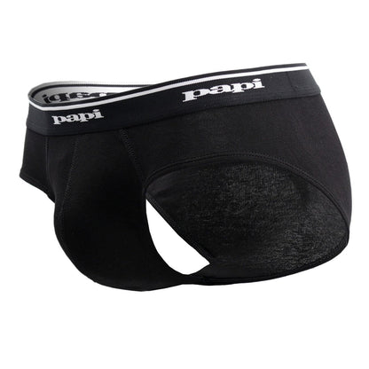 Papi 554101-001 Lot de 3 slips taille basse côtelés 1X1 Couleur Noir