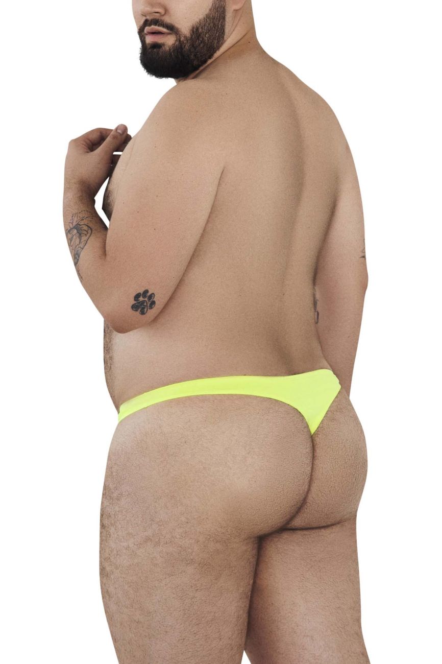 Bright neon yellow thong from Pikante PIK 0978X Angola thongs made of smooth stretchy fabric front view