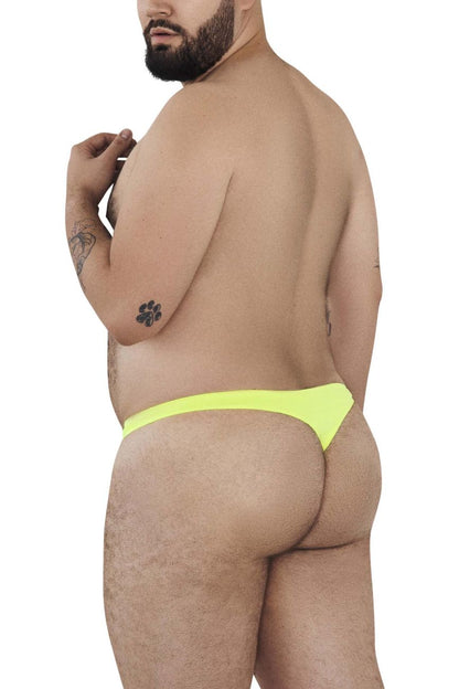 Bright neon yellow thong from Pikante PIK 0978X Angola thongs made of smooth stretchy fabric front view