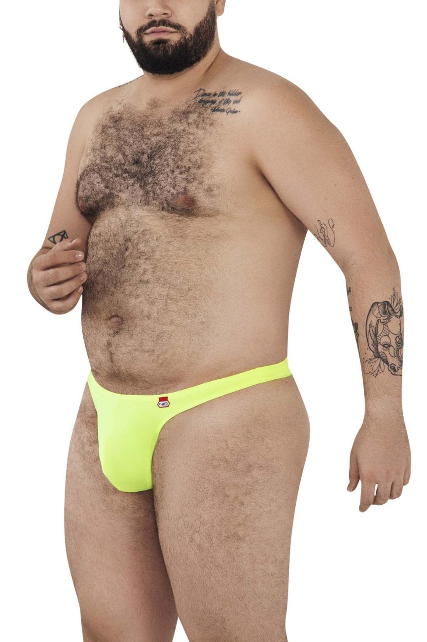 Bright neon yellow briefs with small red and white logo front from pikante pik 0978x angola thongs color green collection