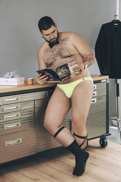 Bright neon yellow pikante pik 0978x angola thongs with subtle logo on the side in green color