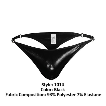 Black glossy polyester and elastane thong with sleek form-fitting design from Pikante PIK 1014 Salerno Thongs